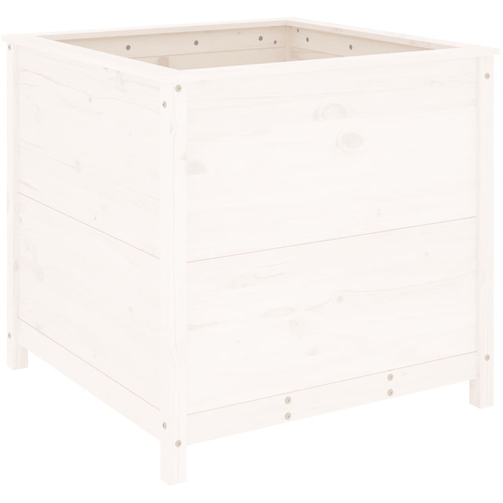 vidaXL White Solid Pine Wood Garden Planter 82.5 x 82.5 x 78cm Image 1