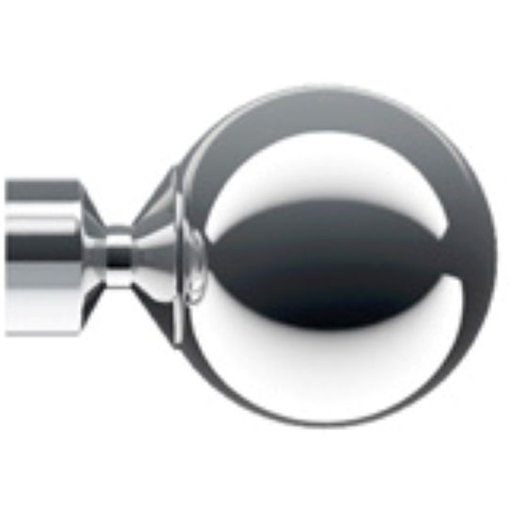 New Edge Blinds 110cm Fixed Length Chrome Eyelet Metal Curtain Pole Set with Sphere Finial Image 2