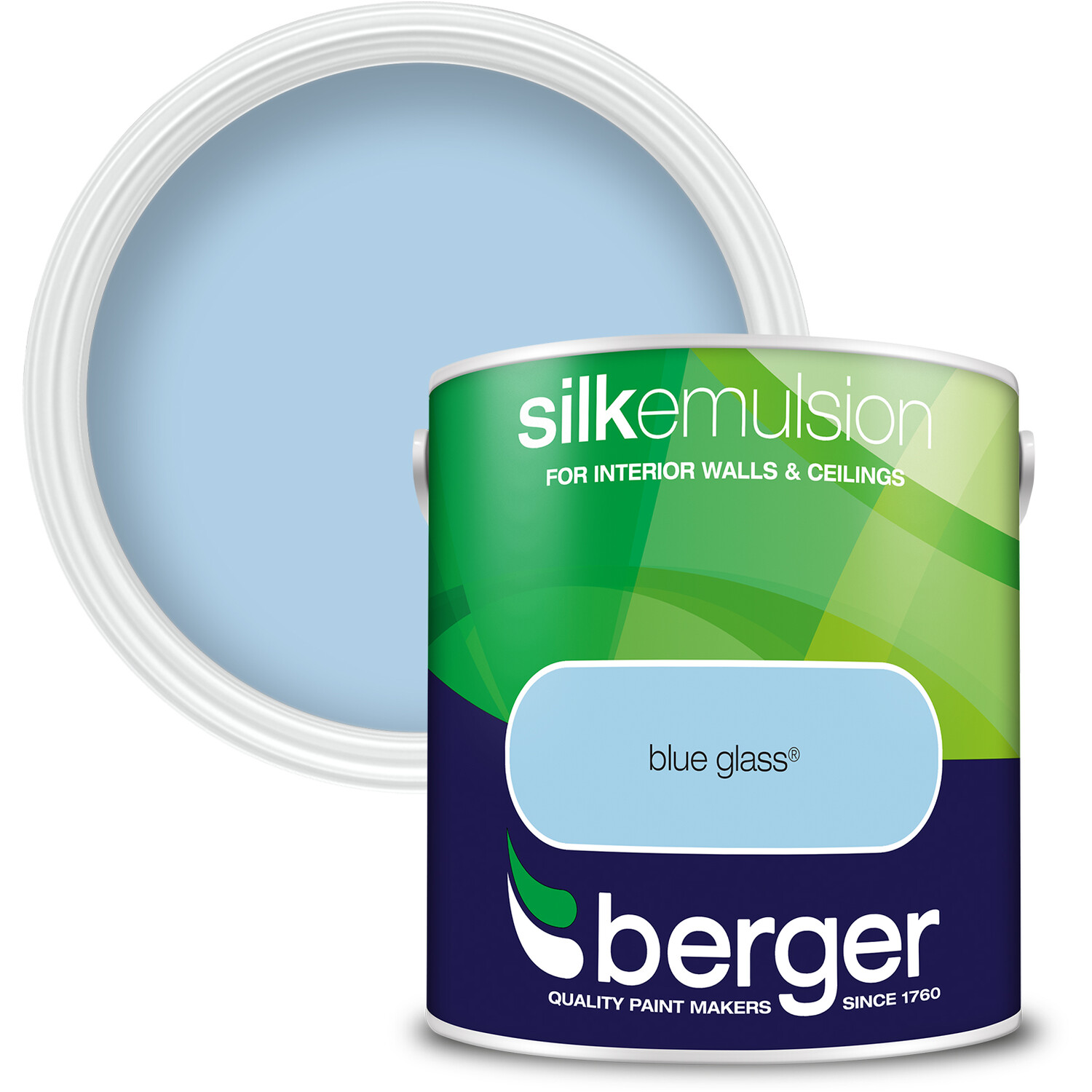 Berger Walls & Ceilings Blue Glass Silk Emulsion Paint 2.5L Image 1