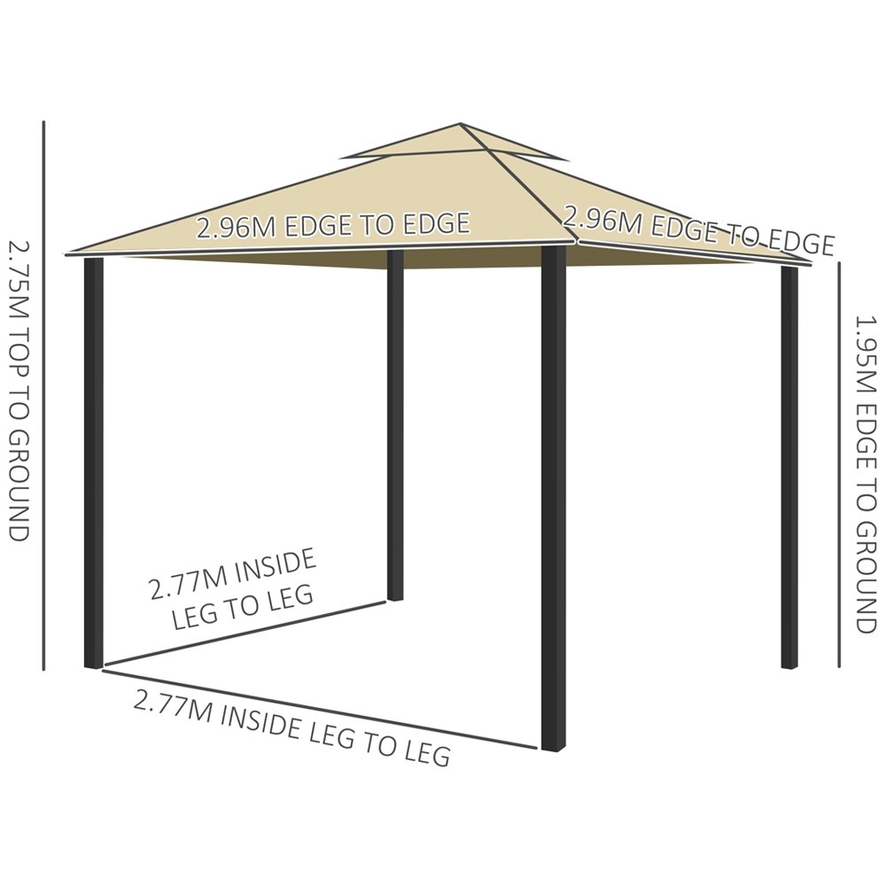 Gazebo Shelter Tent 2 Roof Beige Image 6