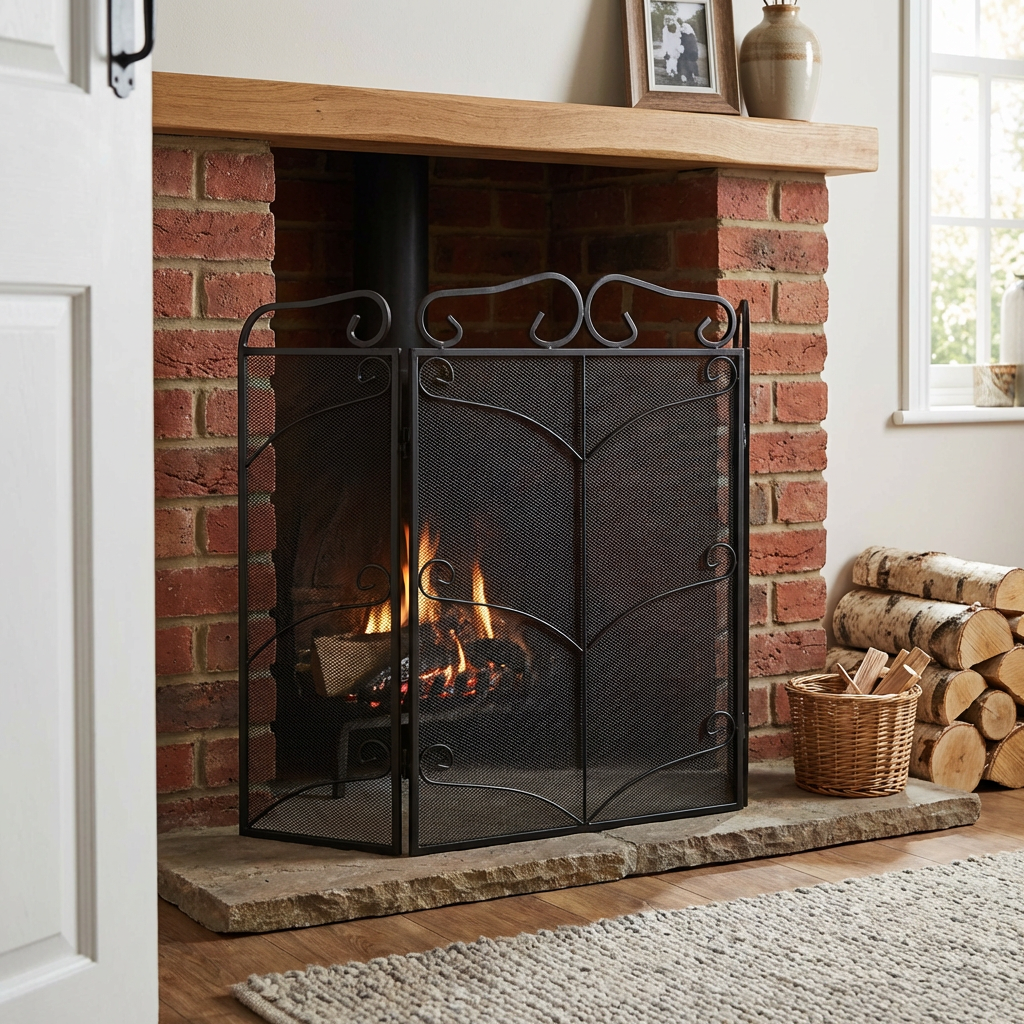 3 Panel Fiona Firescreen - Black Image 5