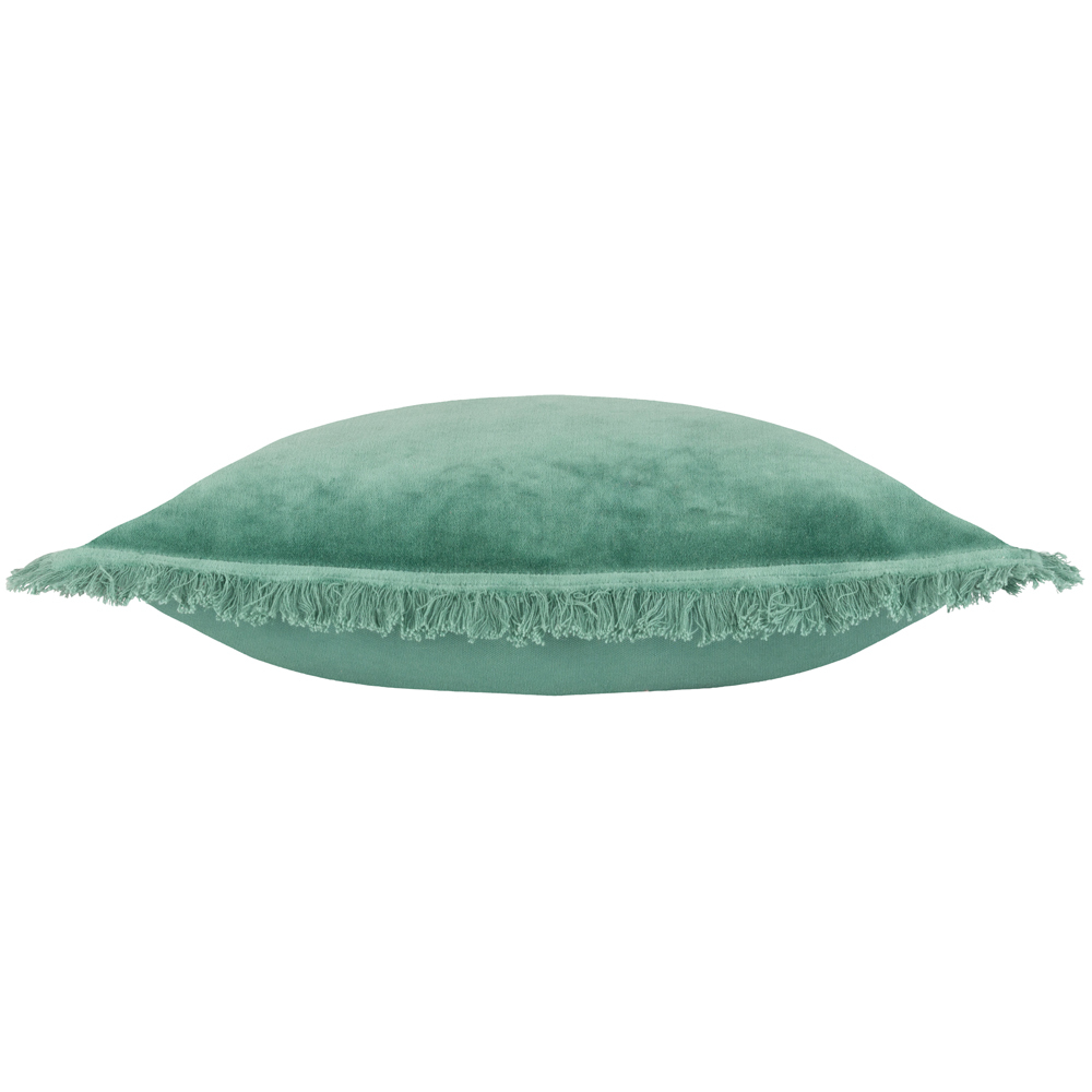 furn. Gracie Teal Velvet Fringed Cushion Image 4