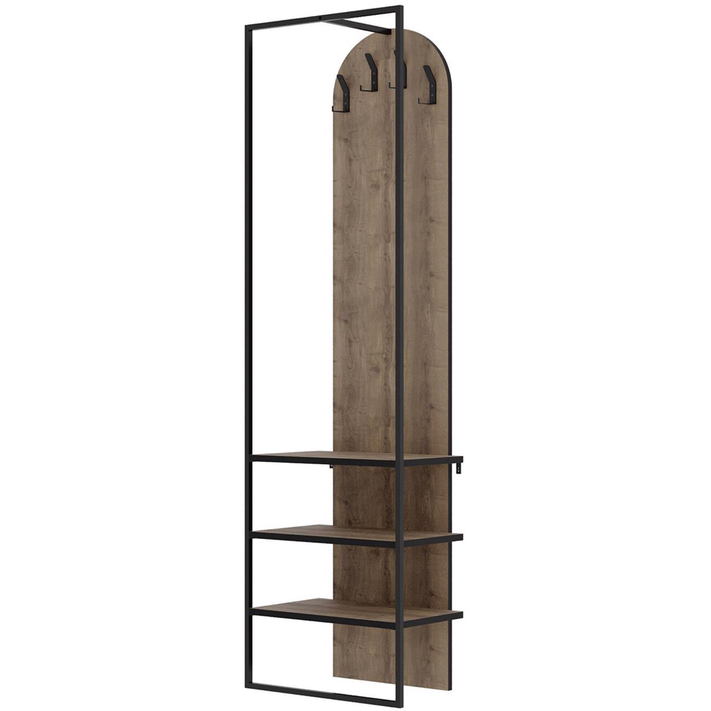 FWStyle Archy 3 Shelf Dark Oak Hallway Coat and Shoe Storage Rack Image 5