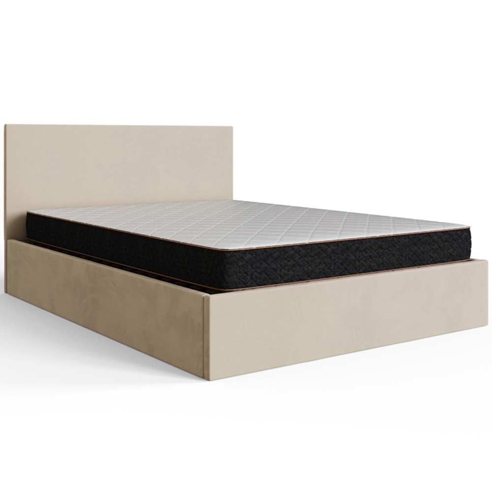 GFW Double Natural Velvet End Lift Ottoman Bed with Memory Pocket Spring Mattress Image 4