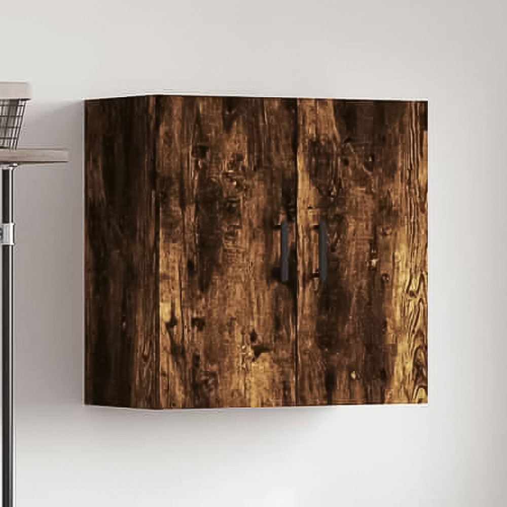 vidaXL 2 Door Smoked Oak Wall Cabinet Image 1