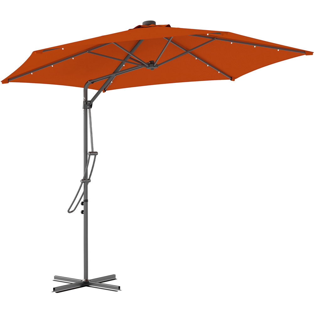 Outsunny Orange Solar LED Cantilever Parasol 3m Image 1