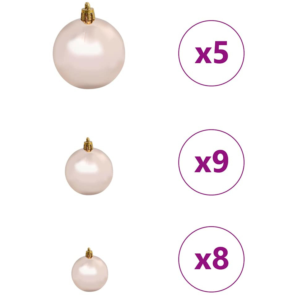 vidaXL Pre-Lit Rose Gold Baubles Artificial Snow Flocked Christmas Tree 5ft Image 9