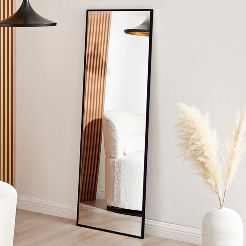 Furniturebox Austen Rectangular Black Large Metal Wall Mirror 140 x 50cm Image 9