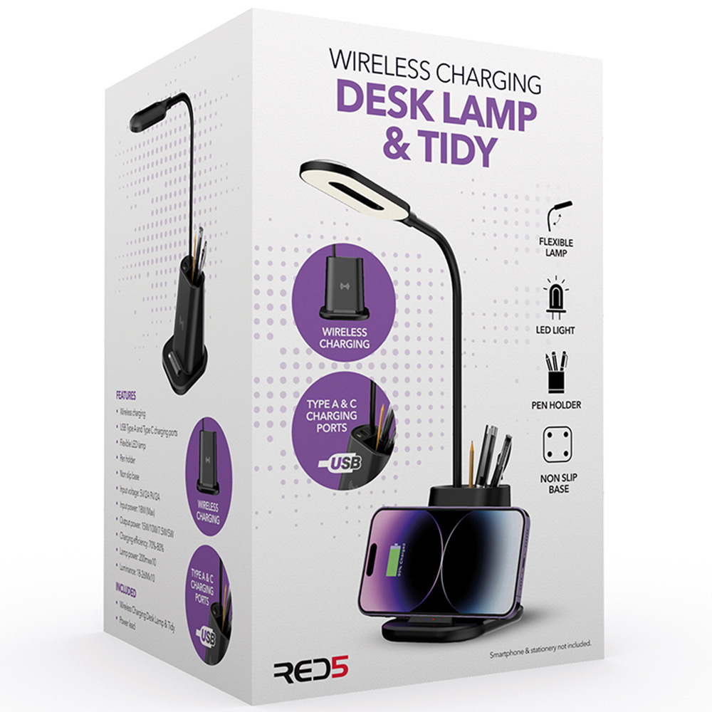 Red5 Wireless Charging Desk Lamp and Tidy Image 4