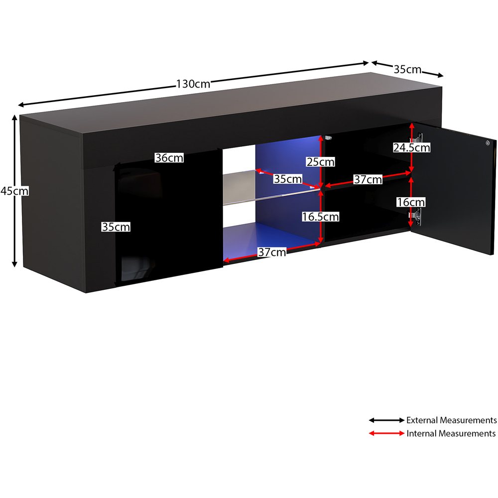 Vida Designs Eclipse 2 Door 2 Shelf Black TV Unit with LED Image 9