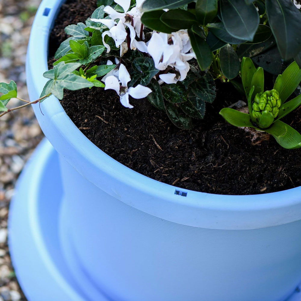 Garden Gear Mayan Blue Plastic Plant Pot with Saucer 42cm 3 Pack Image 3