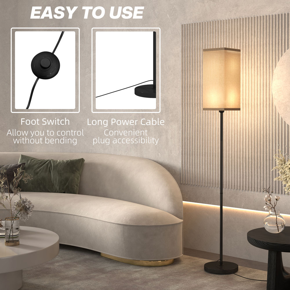Portland Black Linen Shade Standing Floor Lamp 161.5cm Image 7