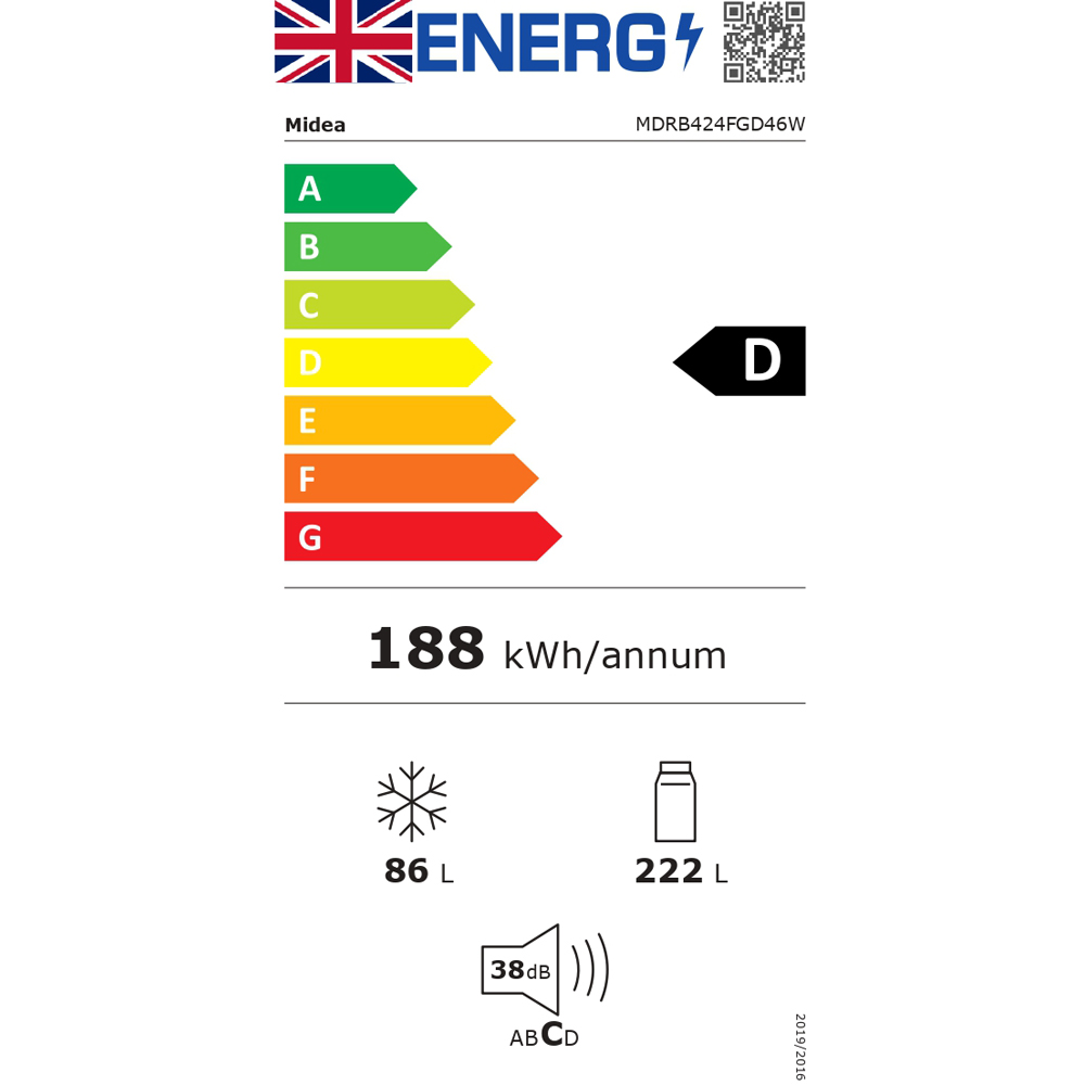 Midea MDRB424FGD46W Inox Total No Frost 308L Combi Fridge Freezer with Non-Plumbed Water Dispenser Image 9