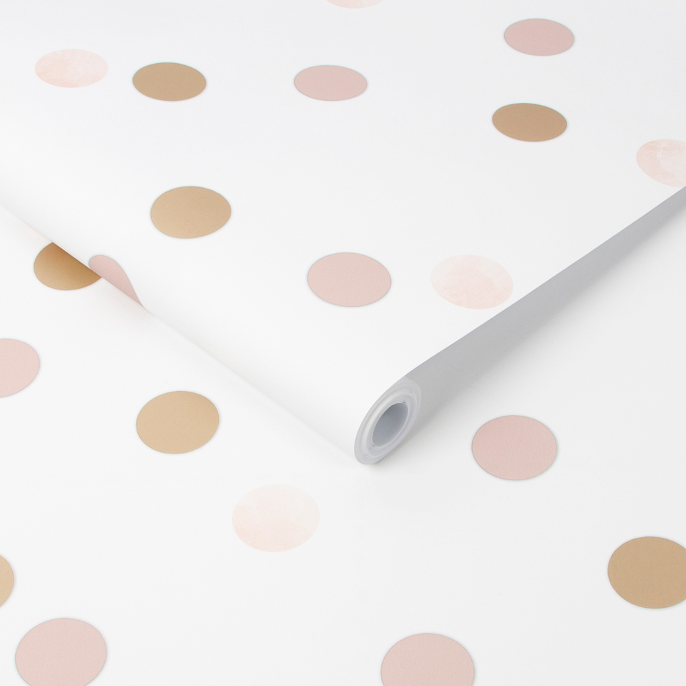 Superfresco Easy Dotty Polka Pink and Gold Wallpaper Image 2