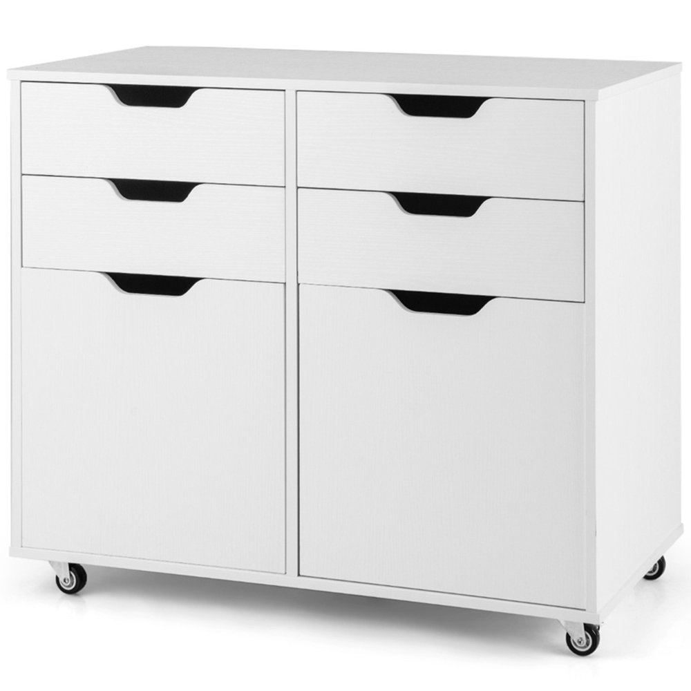 Costway 4 Drawer White Chest of Drawers with Universal Wheels Image 2
