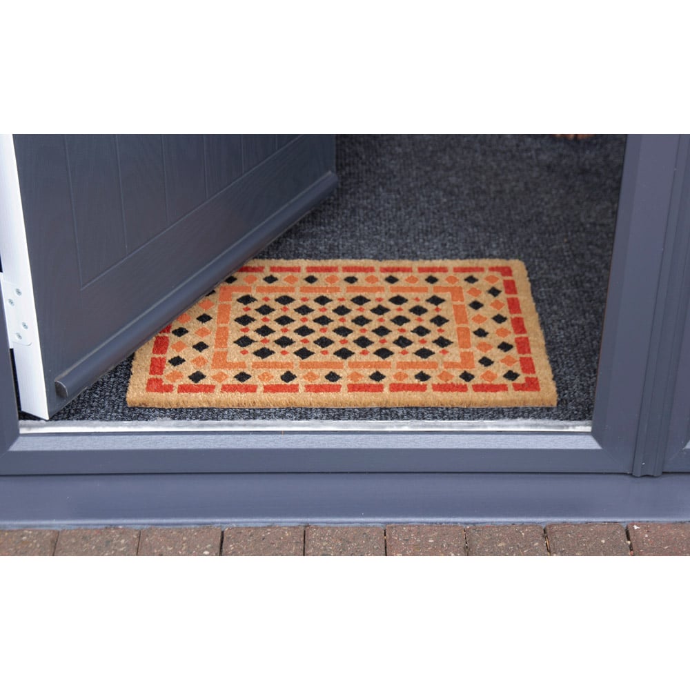 Eselle Astley Mosaic Printed Orange Coir Door Mat 40 x 60cm Image 3
