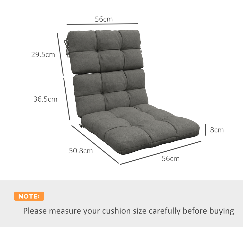 Outsunny Charcoal Grey 2 Piece Back and Seat Replacement Cushion 51 x 56cm Image 7