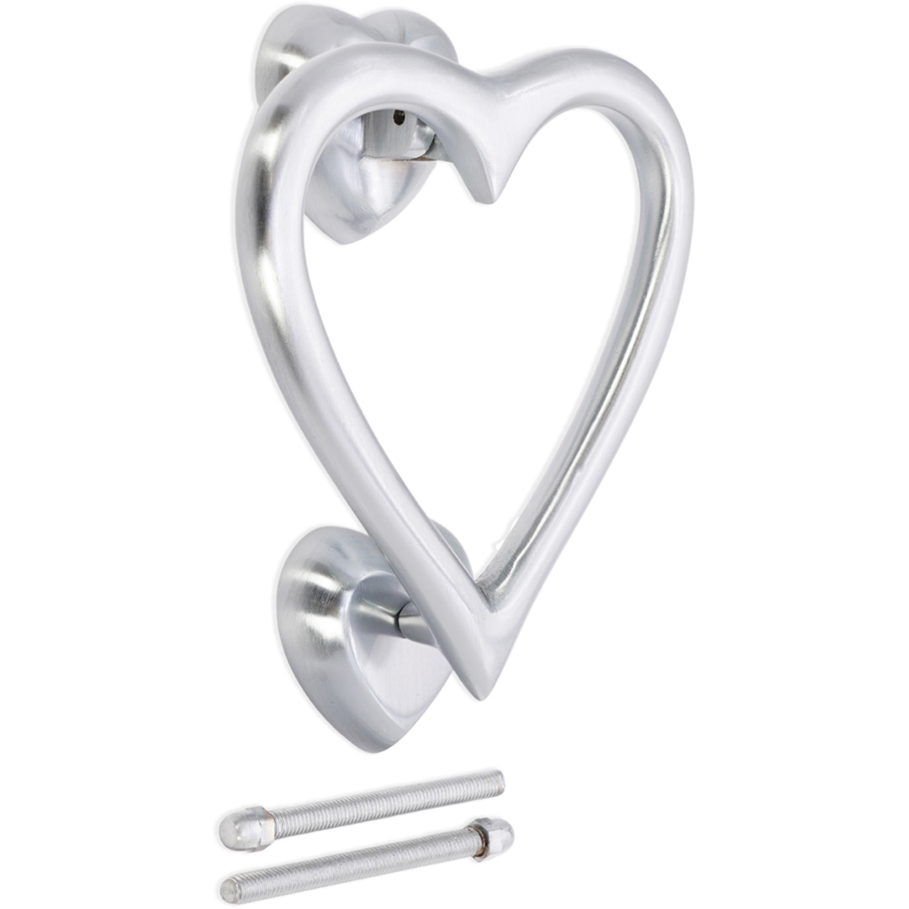 Spira Brass Satin Chrome Heart Door Knocker Image 4