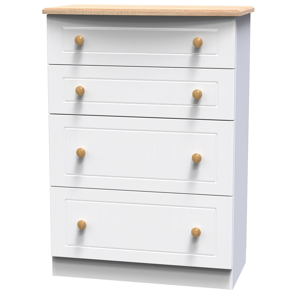 Crowndale Warwick 4 Drawer White Ash and Oak Deep Chest of Drawers Image 4