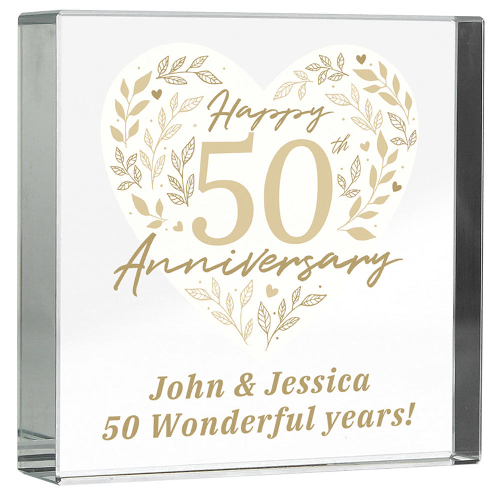 Personalised Memento Personalised 50th Golden Wedding Anniversary Crystal Token Image 1