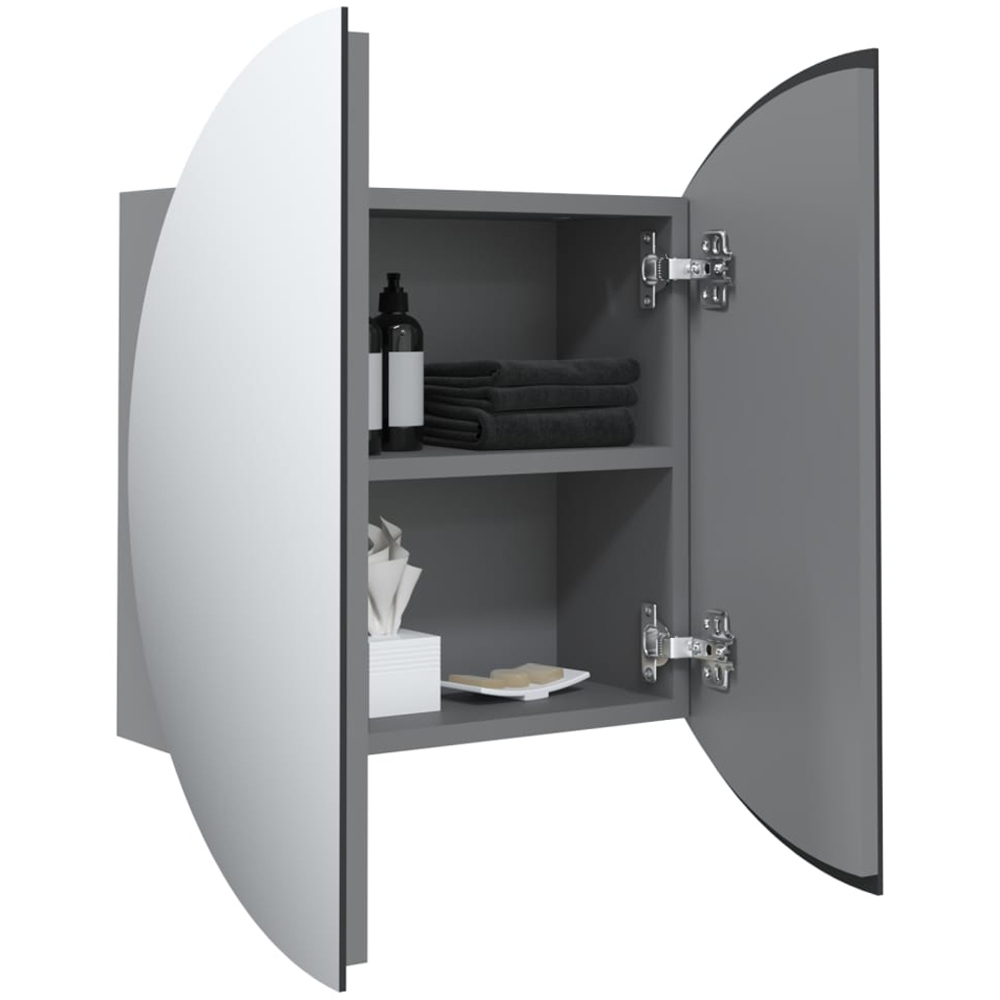 vidaXL 2 Door Round Mirror Grey Bathroom Cabinet Image 3