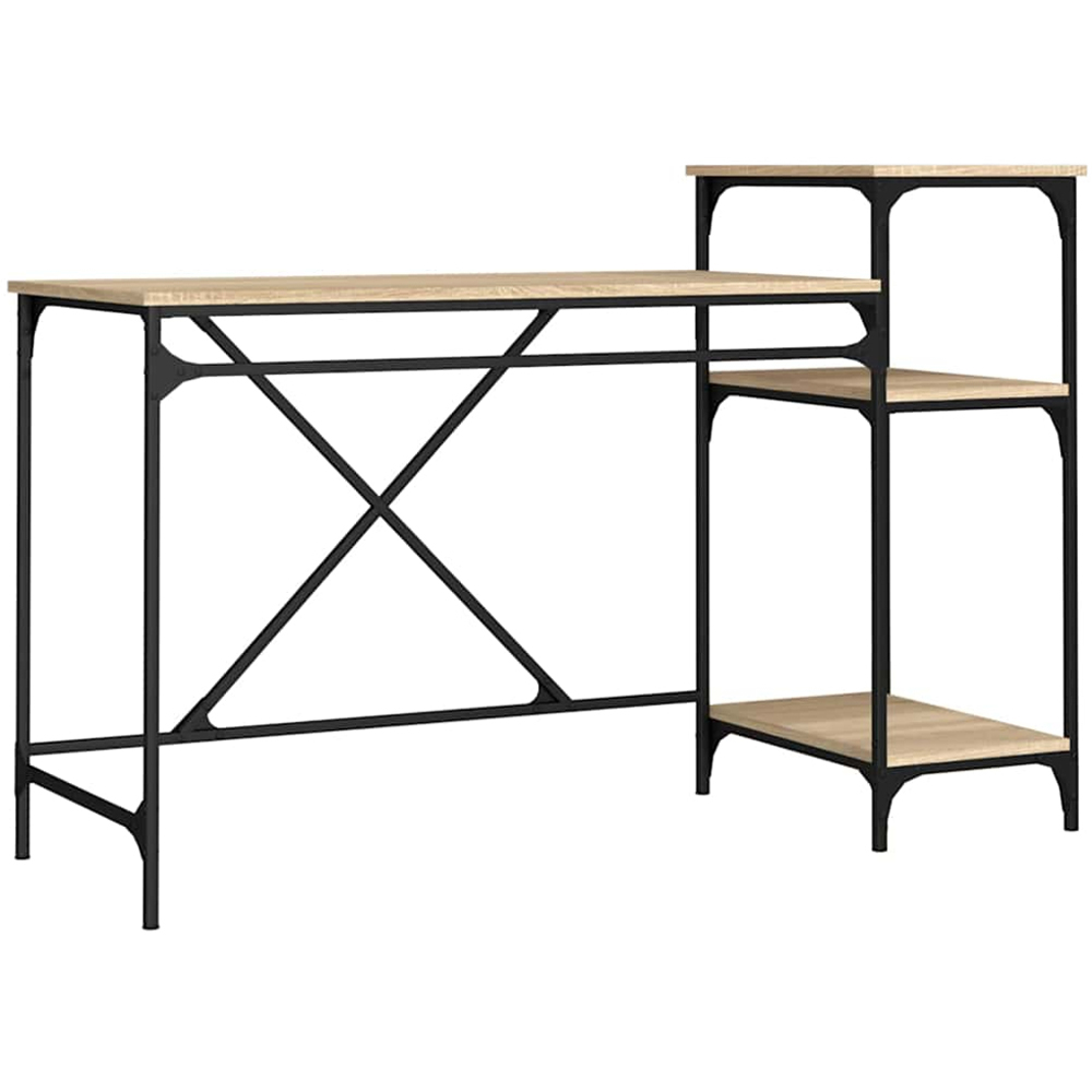 vidaXL 3 Shelf Industrial Style Computer Desk Sonoma Oak Image 2