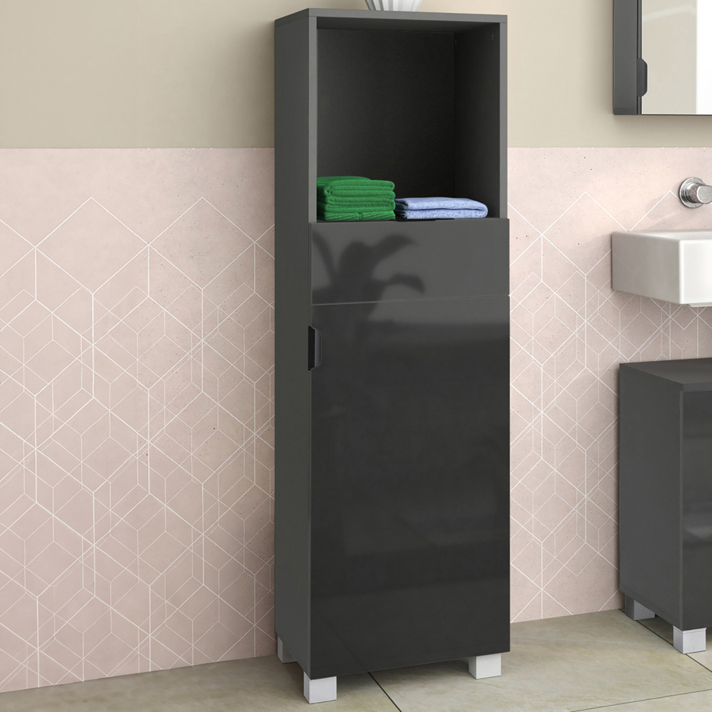 Loft24 Altas Single Door Single Drawer Grey Midi Cabinet Image 7