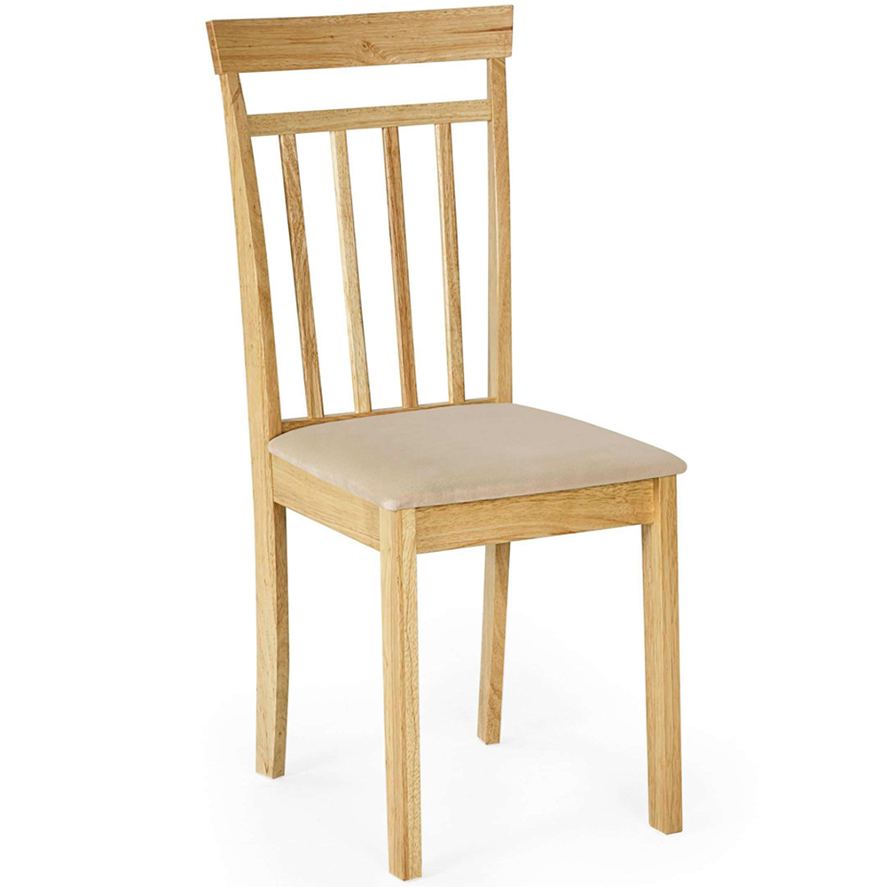 Julian Bowen Coast Set of 2 Oak Effect Ivory Faux Suede Slatted Back Dining Chair Image 3