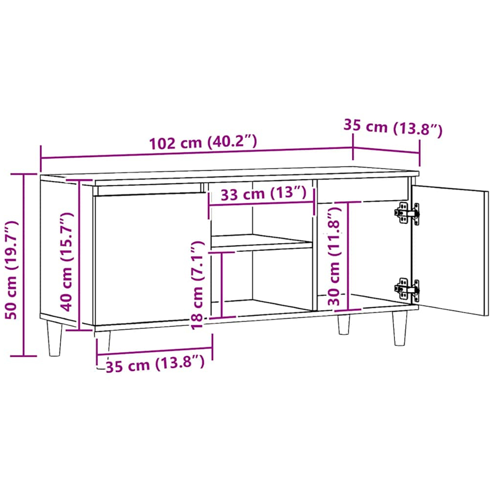 vidaXL 2 Door 2 Shelf Artisan Oak TV Cabinet Image 9