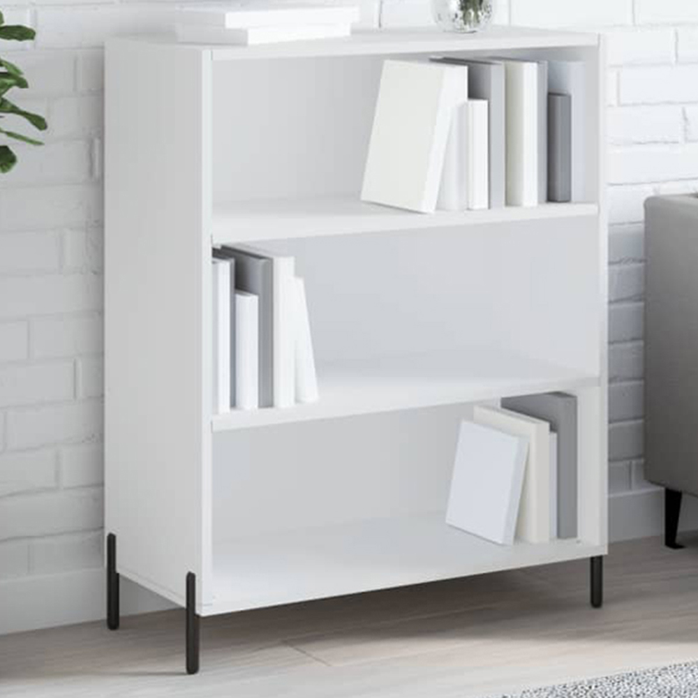 vidaXL 3 Shelf White Wide Storage Cabinet Image 1