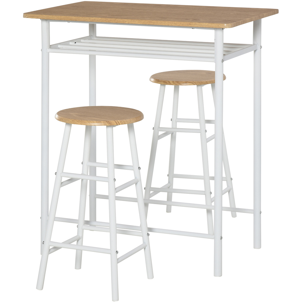 Portland 2 Seater White and Oak Bar Table with Stools Image 2