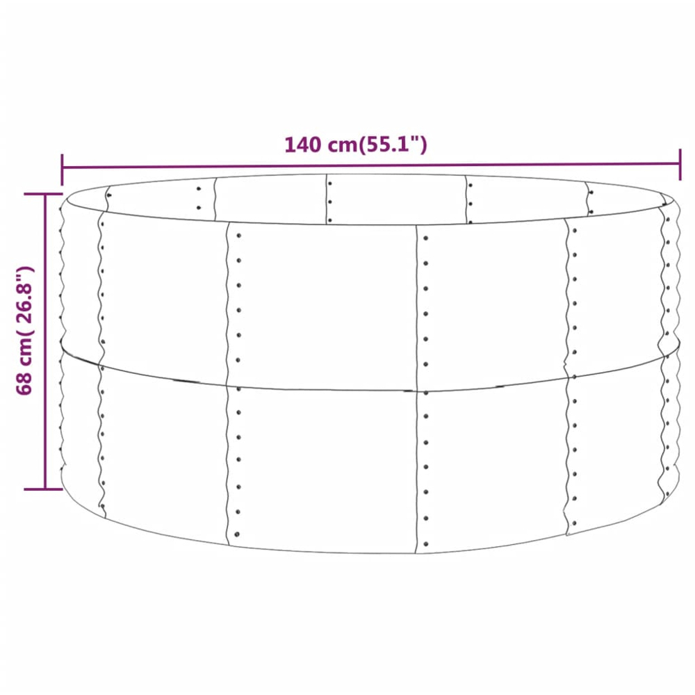 vidaXL Grey Galvanised Steel Raised Garden Bed 140 x 140 x 68cm Image 3