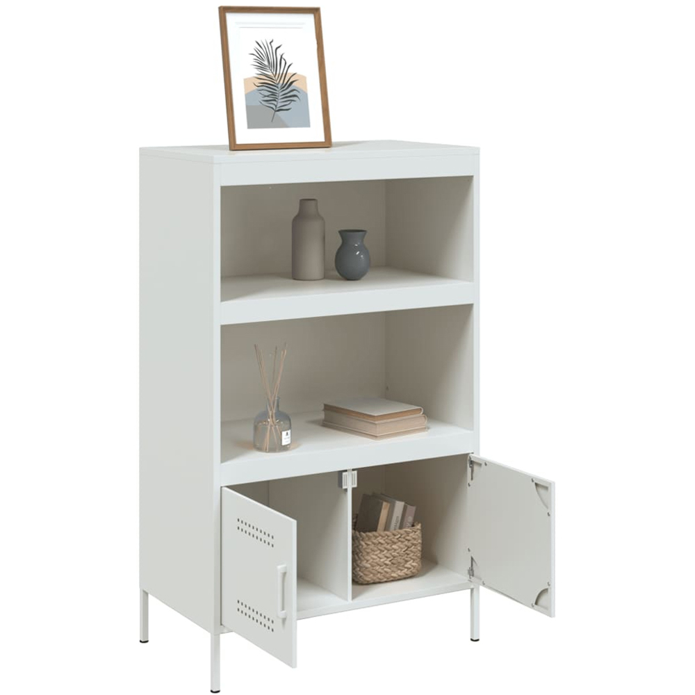 vidaXL 2 Door 2 Shelf White Metal Highboard Image 5