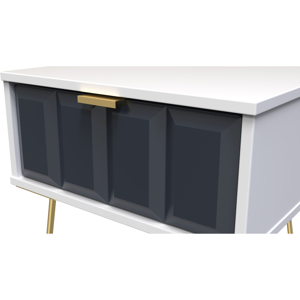 Crowndale Cube Single Drawer Matt Indigo and White Bedside Table Image 5