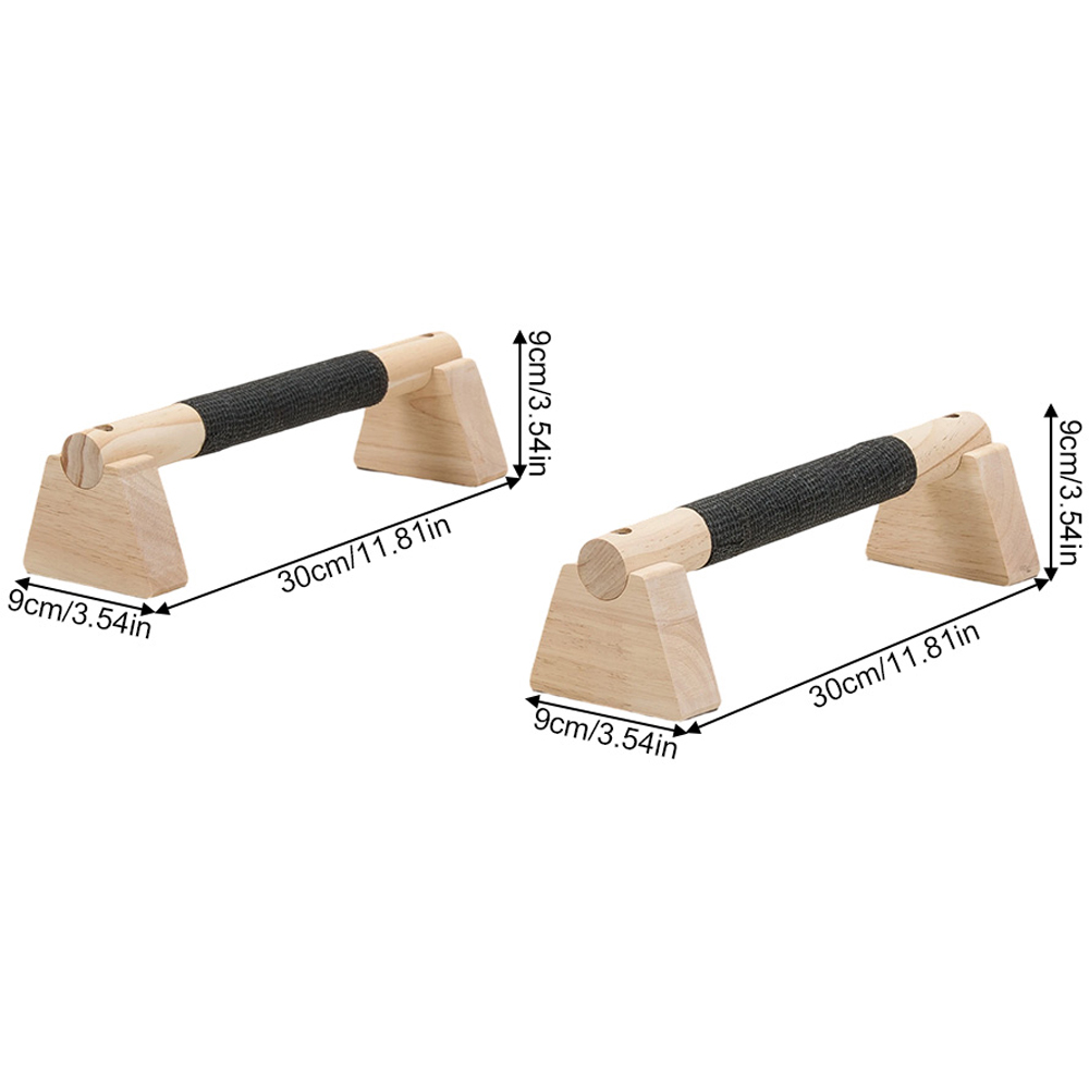 H&O Direct Natural and Black Wooden Portable Non-Slip Push Up Bar 2 Pack Image 6