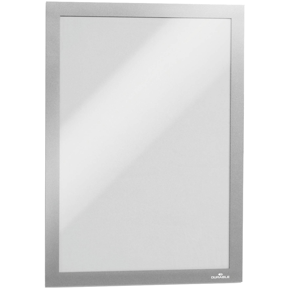 Durable Duraframe A4 Silver Self Adhesive Magnetic Signage Frame 10 Pack Image 1