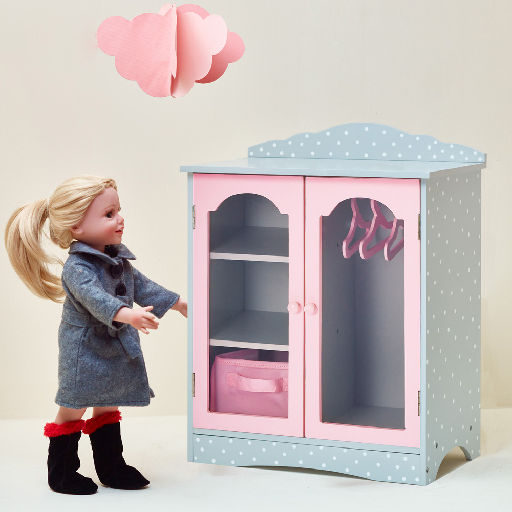 Teamson Kids Olivia's Little World Grey Polka Dots Princess Doll Fancy Closet 18 inch Image 5