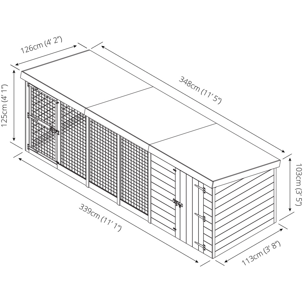 Mercia 12 x 4 Berkshire Dog Kennel and Run Image 8