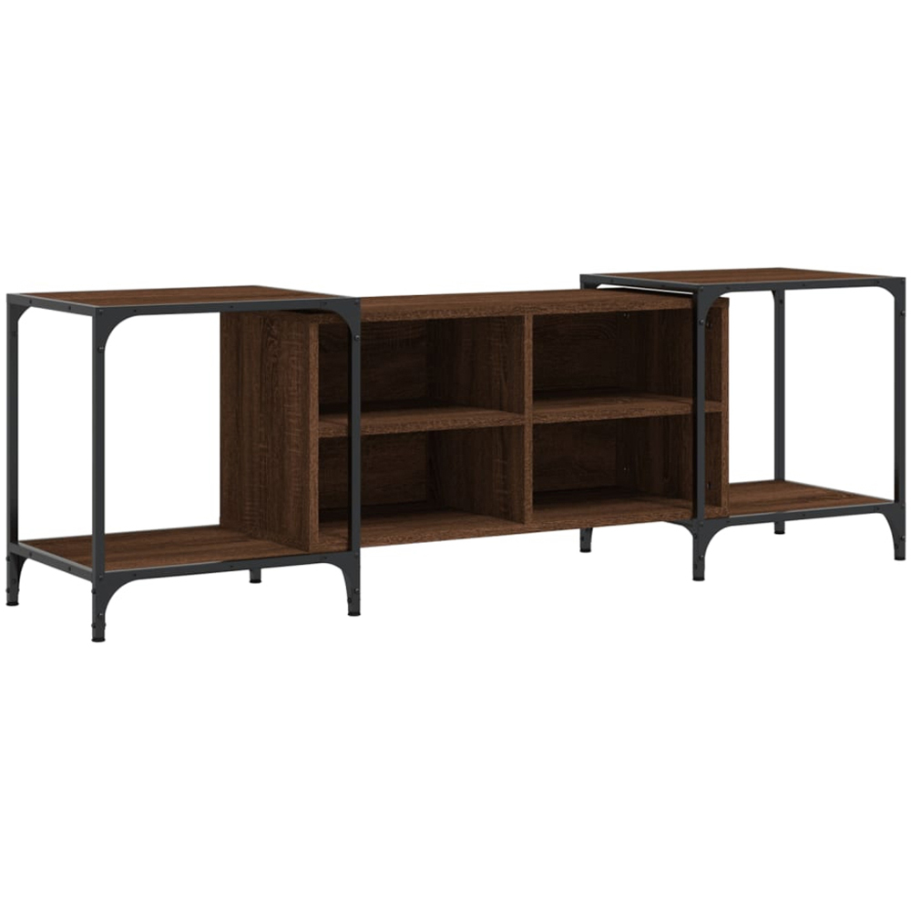 vidaXL 4 Shelf Brown Oak Industrial Style Adjustable TV Cabinet Image 2