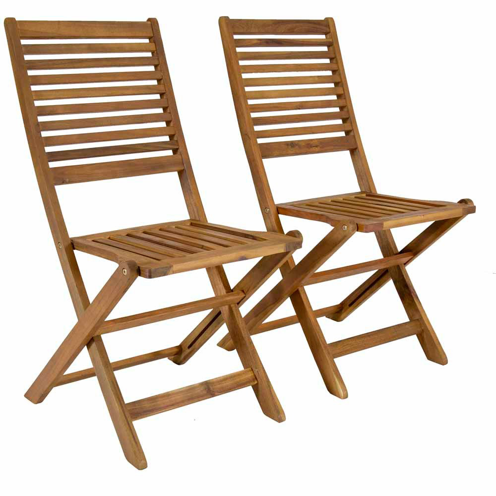 Charles Bentley Set of 2 FSC Acacia Wood Foldable Patio Chair Image 2