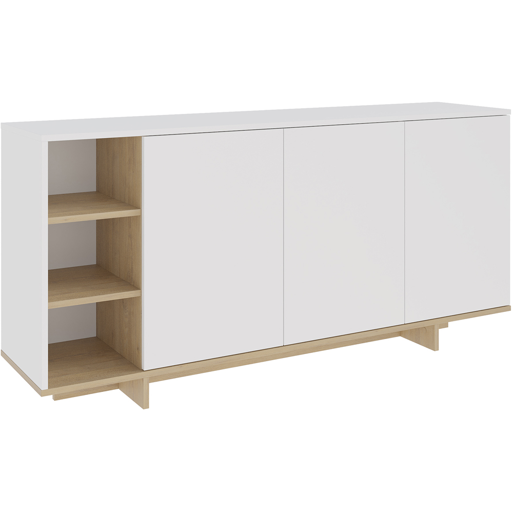 Decortie Stockton 3 Door White Sapphire Oak Sideboard Image 2