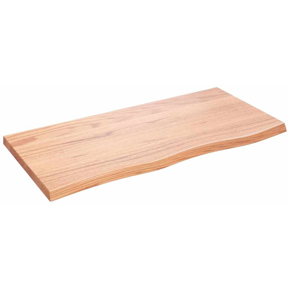 vidaXL 100cm Treated Live Edge Solid Oak Wood Floating Wall Shelf Image 1