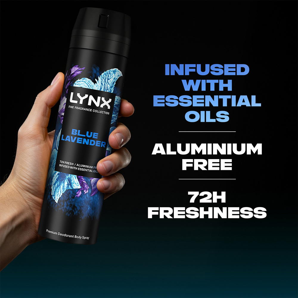 Lynx Fine Fragrance Collection Blue Lavender Deodorant Body Spray 200ml 6 Pack Image 3