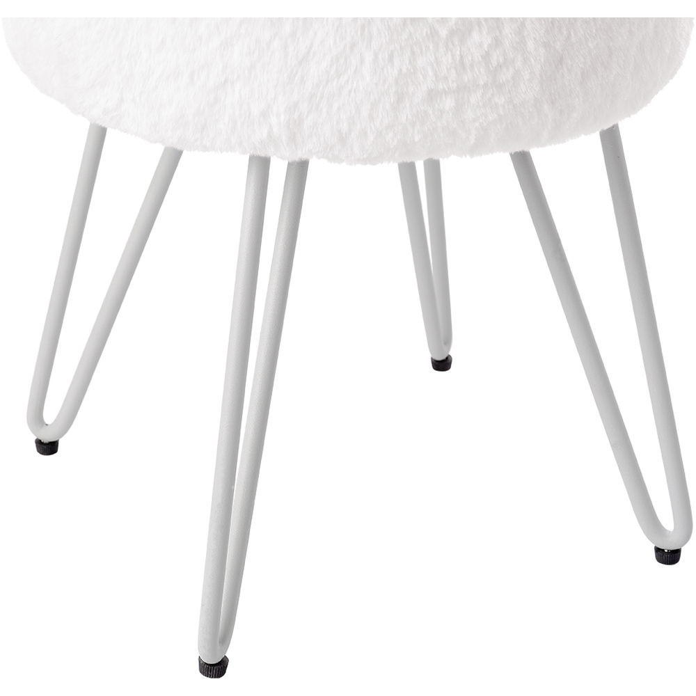 Living and Home White Fuzzy Vanity Footstool Image 5