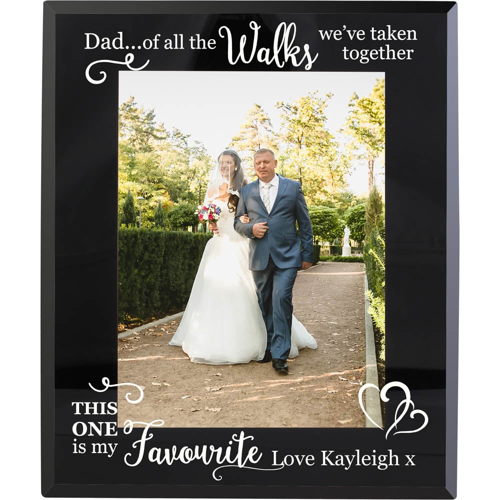 Personalised Memento Personalised of All the Walks Wedding Black Glass Photo Frame 5 x 7 inch Image 1
