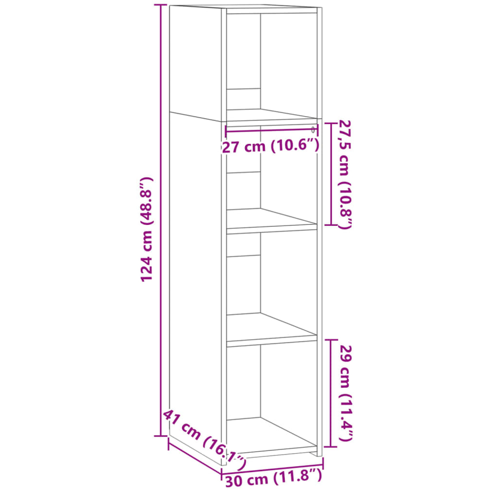 vidaXL 4 Shelf Concrete Grey Highboard Image 9