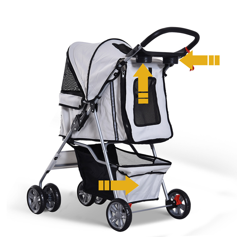 PawHut Pet Stroller With Basket Grey Image 5