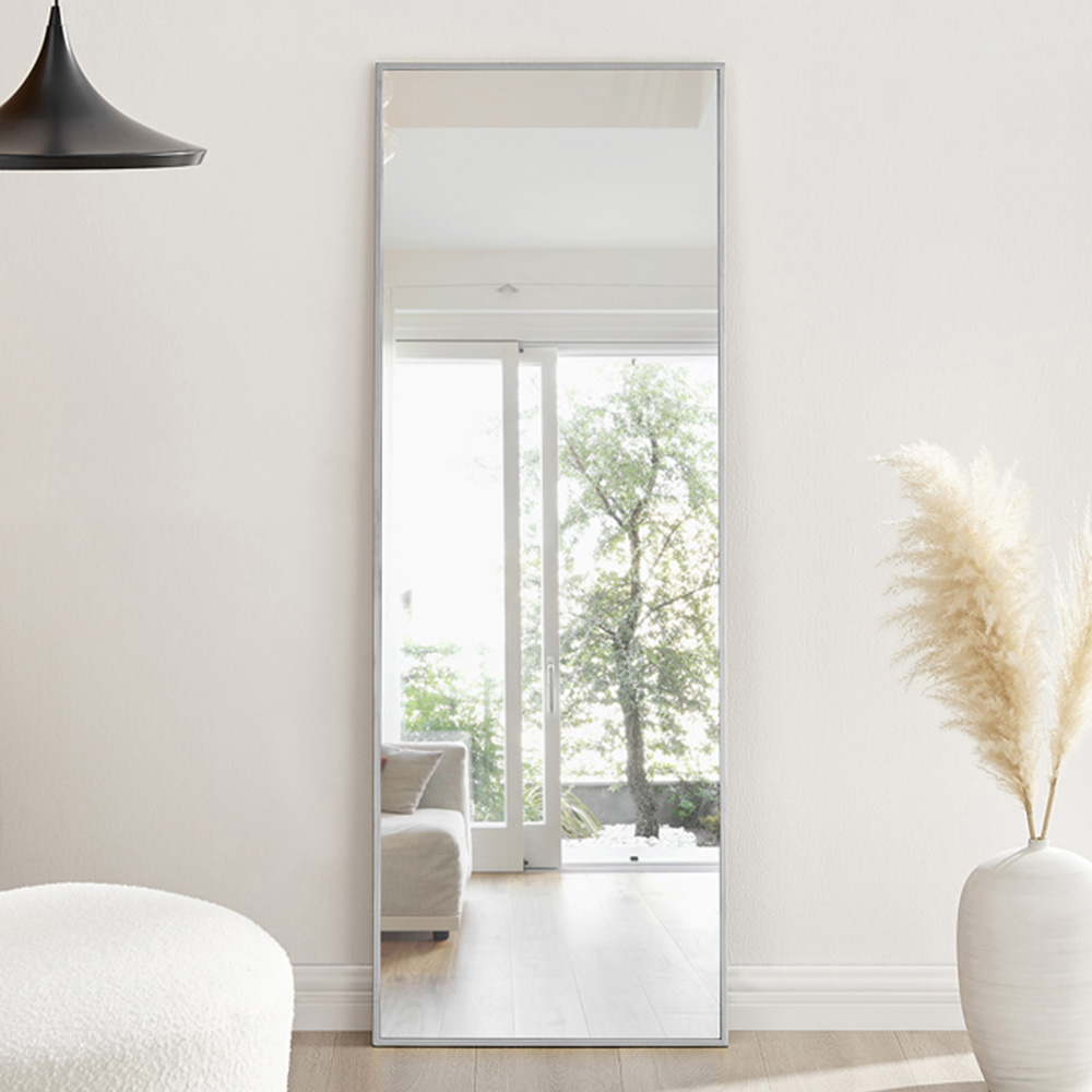 Furniturebox Austen Rectangular Silver Large Metal Wall Mirror 140 x 50cm Image 2