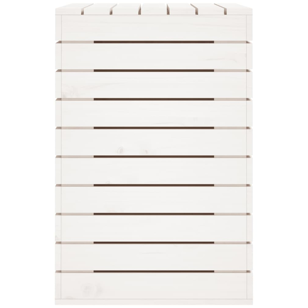 vidaXL White Solid Pine Wood Laundry Basket 88.5 x 44 x 66cm Image 5