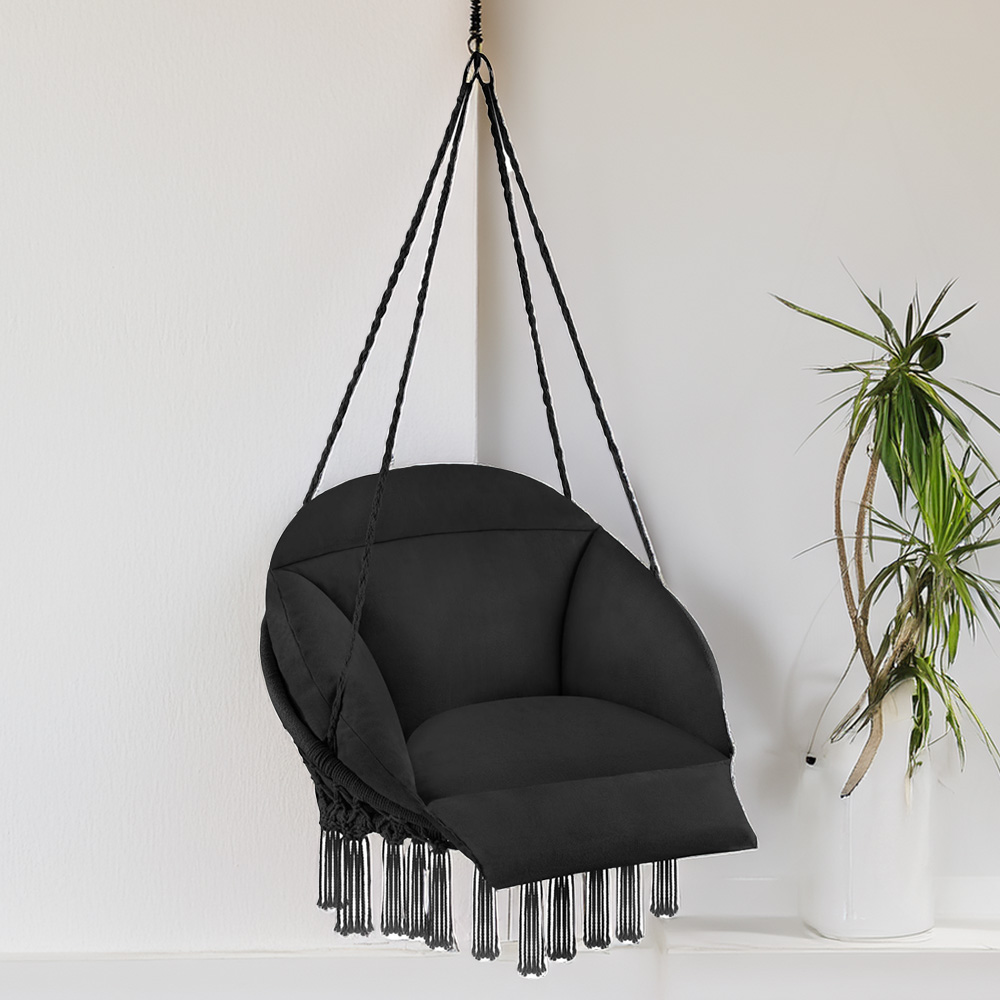 tectake Samira Black Swing Chair with Thick Seat Cushion Image 1
